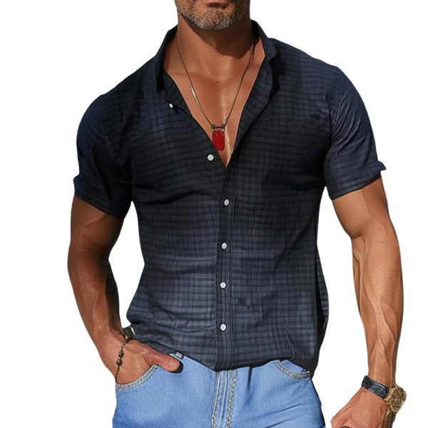 Men's Casual Plaid Short-sleeved Shirt 14898459TO