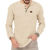 Men's Waffle Henley Collar Raglan Long Sleeve T-Shirt 09971833Y