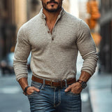 Men's Casual Cotton Blend Henley Collar Slim Fit Long Sleeve T-Shirt 32616197M