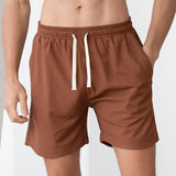 Men's Solid Loose Elastic Waist Sports Fitness Shorts 68813004Z