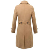 Men's Solid Notch Lapel Double Breasted Long Coat 41875162Z