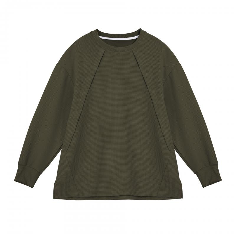 Men's Solid Color Waffle Round Neck Long Sleeve Sweatshirt 08542543Z