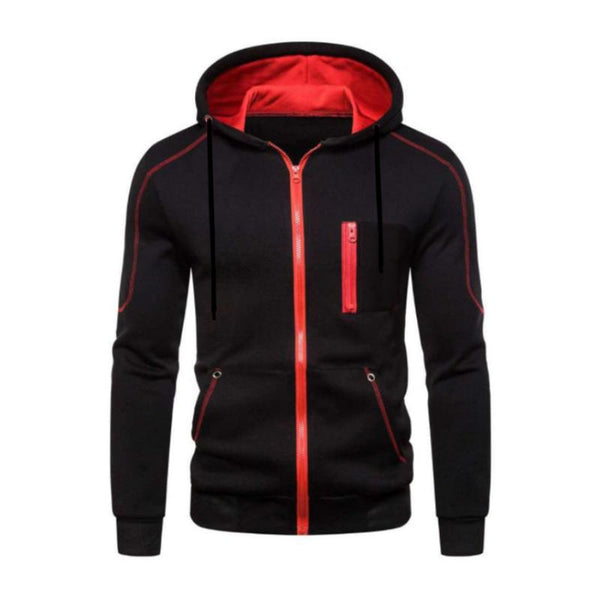 Men's Casual Hooded Long Sleeve Zip-Up Sports Jacket 69692147M