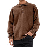 Men's Casual Lapel Loose Long-sleeved Polo Shirt 72037686M