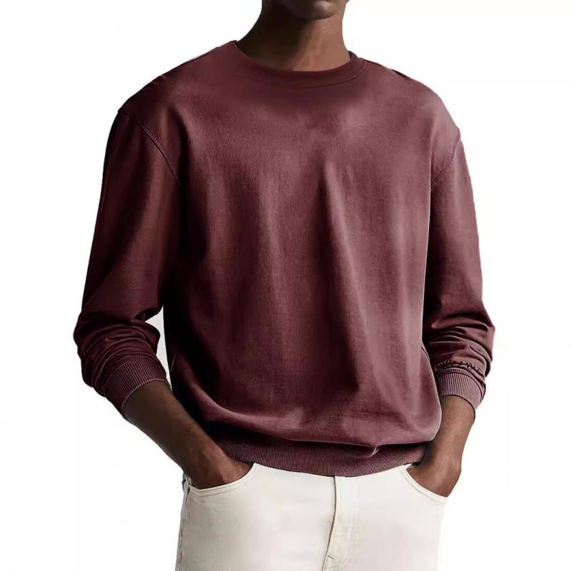 Men's Solid Color Round Neck Long Sleeve Sweatshirt 67619707Y