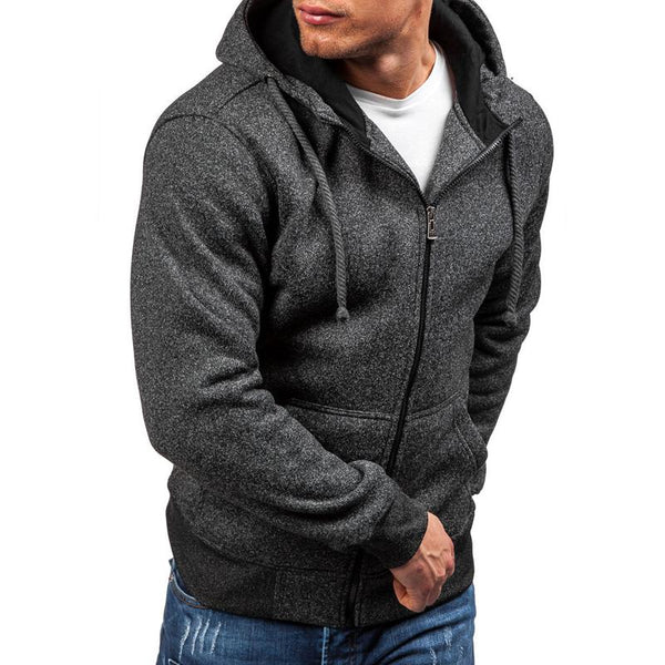 Men's Solid Plush Hooded Patch Pocket Casual Jacket 17696161Z