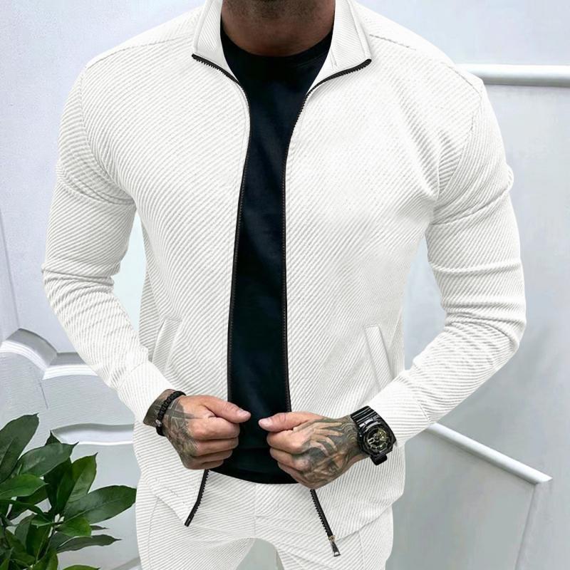 Giacca da uomo tinta unita con risvolto e cerniera a maniche lunghe 63154141Z