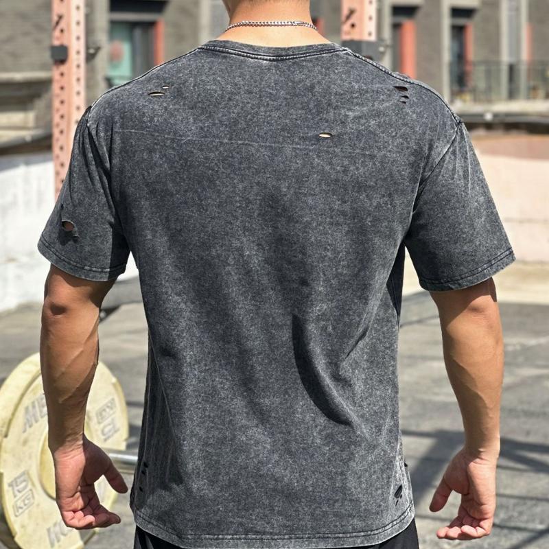 Men's Hole Round Neck Short Sleeve Casual Sports T-Shirt 30558071Z