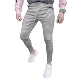 Men's Striped Straight Slim Suit Trousers 68345522Z