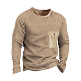 Men's Retro Casual Polar Fleece Pocket Crew Neck Sweatshirt 46881538TO