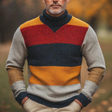 Men's Turtleneck Colorful Striped Knitted Sweater 00949807F