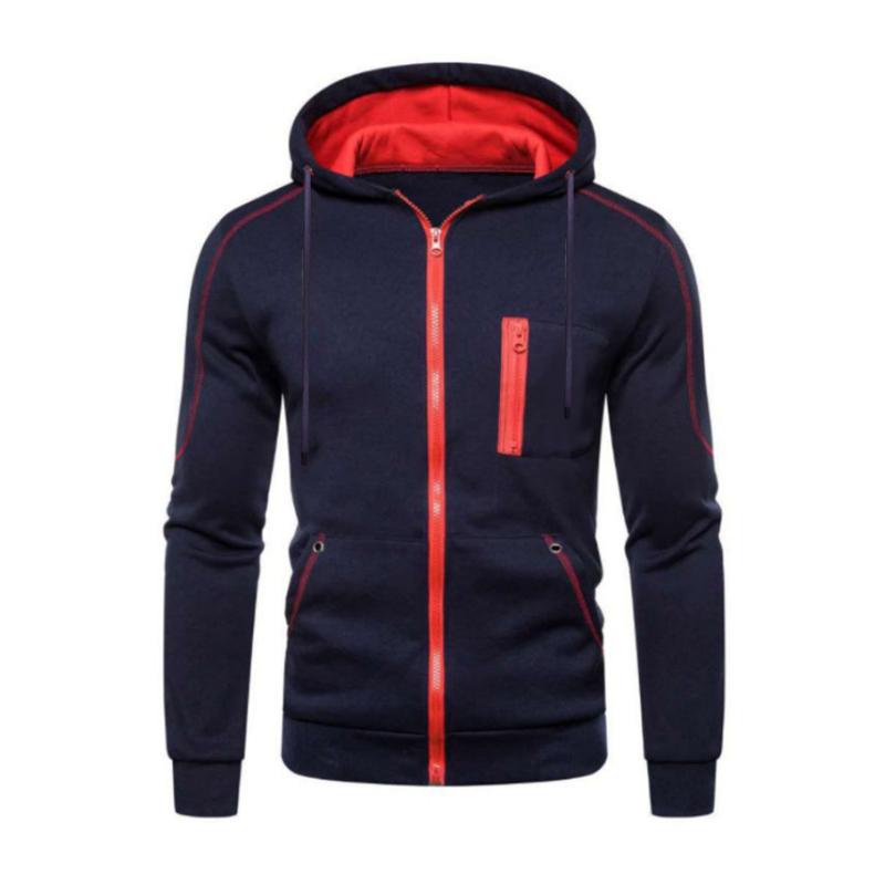 Men's Casual Hooded Long Sleeve Zip-Up Sports Jacket 69692147M