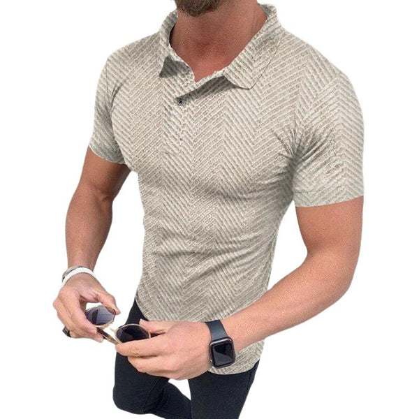 Men's Casual Retro Solid Color Printed Polo Shirt 42481953TO