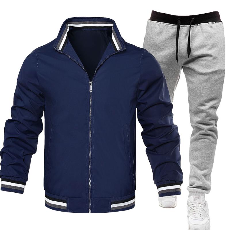 Men's Casual Sports Jacket and Trousers Two-piece Set 04731620F