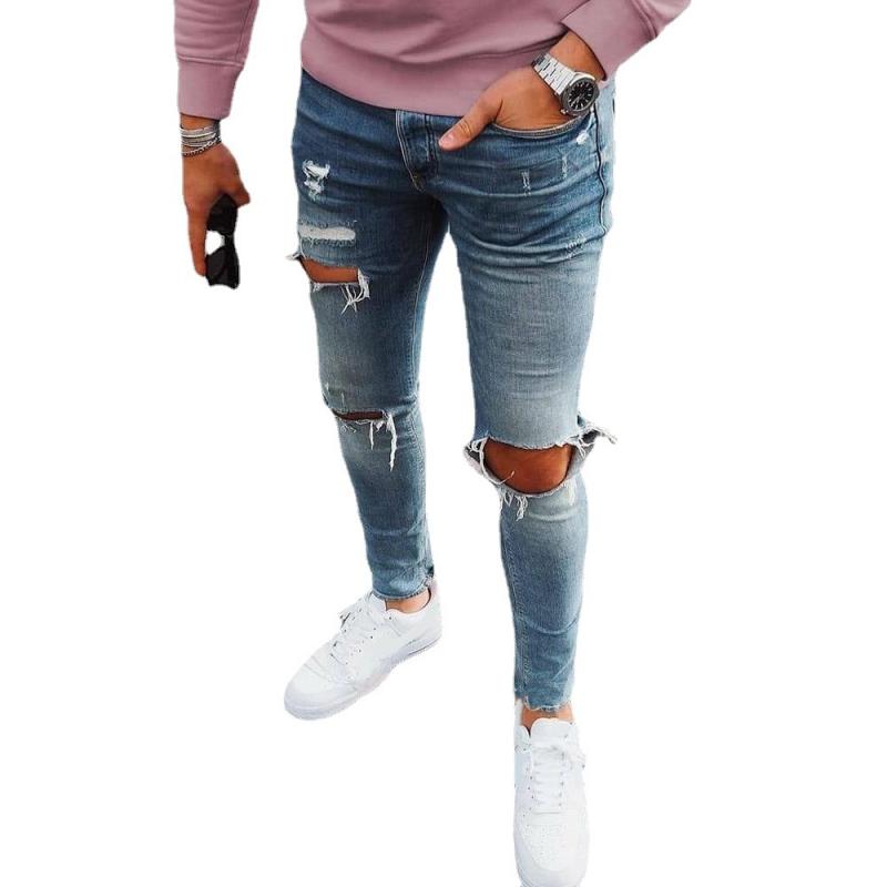 Men's Fashion Distressed Hole Slim Jeans 95799528Z