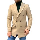 Men's Classic Wool Blend Peaked Lapel Double-breasted Slim-fit Coat 70329026M