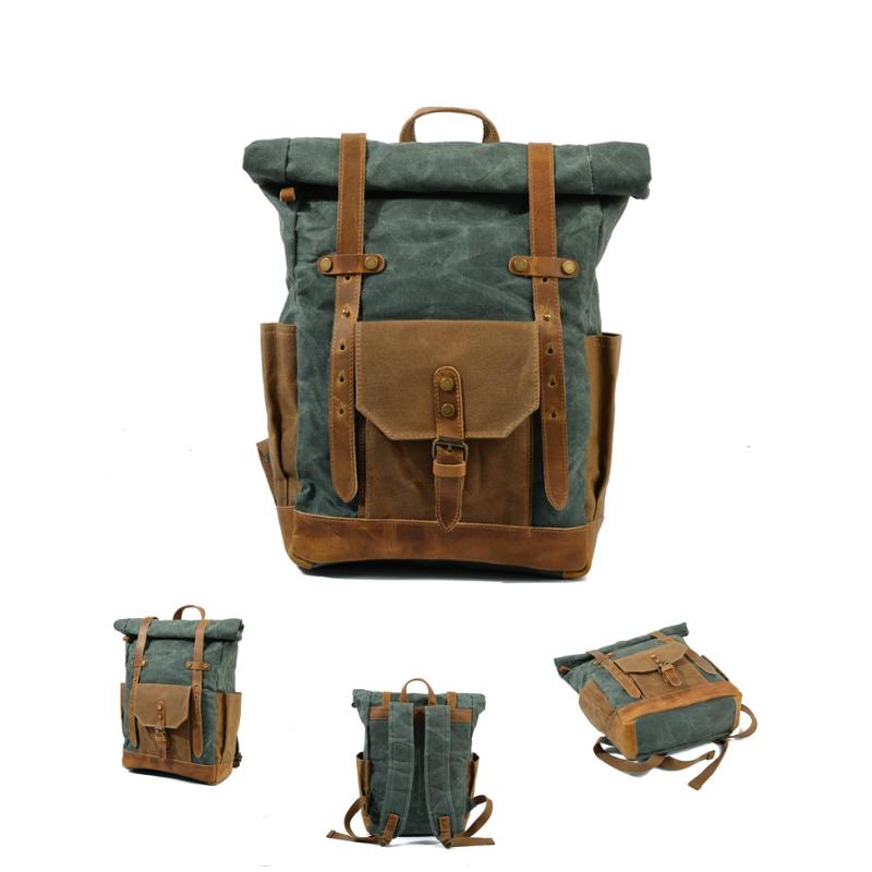 Herren Vintage Contrast Wasserdichter Rucksack aus Canvas mit mehreren Taschen 05291124Y