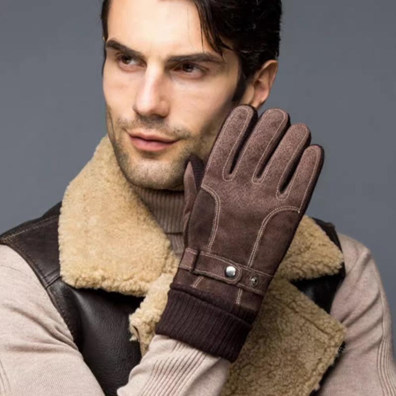 Herren Herbst Und Winter Plus Samt Baumwolle Dick Warm Touchscreen Schweinsleder Handschuhe 56642107K