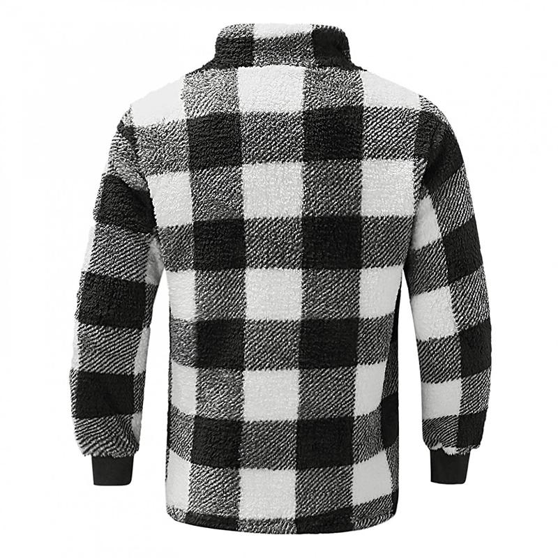 Men's Fleece Lapel Button Embellished Pocket Long Sweater 79828323Z
