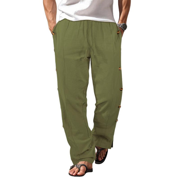 Men's Cotton and Linen Casual Single-breasted Decorative Pants 25241955X