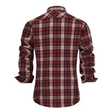 Men's Vintage Casual Flannel Plaid Lapel Long Sleeve Shirt 03965776TO