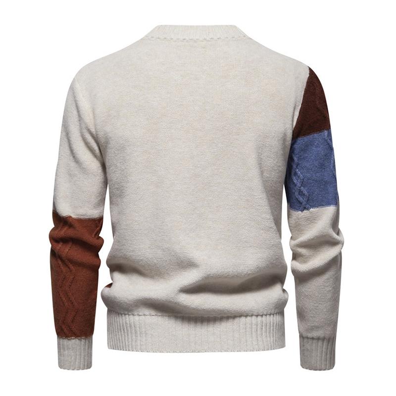Men's Color Block Round Neck Long Sleeve Knit Casual Sweater 40290605Z