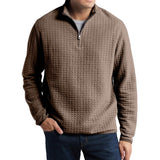 Men's Casual Solid Color Plaid Jacquard Loose Pullover Sweatshirt 13054110M