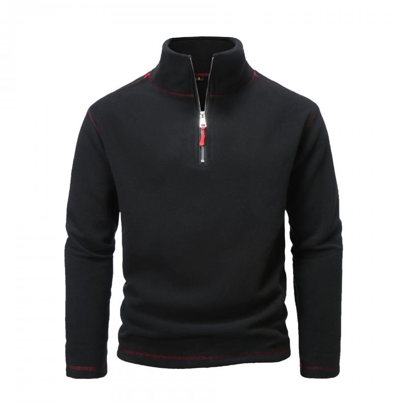 Men's Solid Polar Fleece Half Zip Neck Long Sleeve Outdoor Casual Sweatshirt 26479966Z