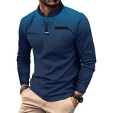 Men's Casual Polka Dot Print Stand Collar Long Sleeve T-shirt 42345058X