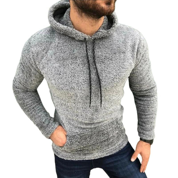 Men's Retro Casual Solid Color Plush Hooded Sweatshirt 28269368TO