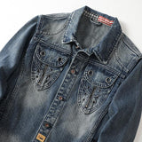 Men's Motorcycle Vintage Denim Jacket 28212108Y