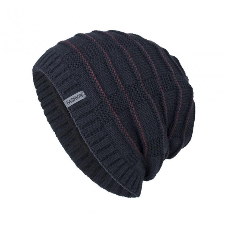 Gorro de punto cálido con forro de felpa vintage para hombre 14064890Y