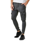 Men's Solid Multi-pocket Elastic Waist Sports Pants 32942322Z