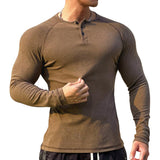 Men's Fleece Elastic Long-sleeved T-shirt 93928430U