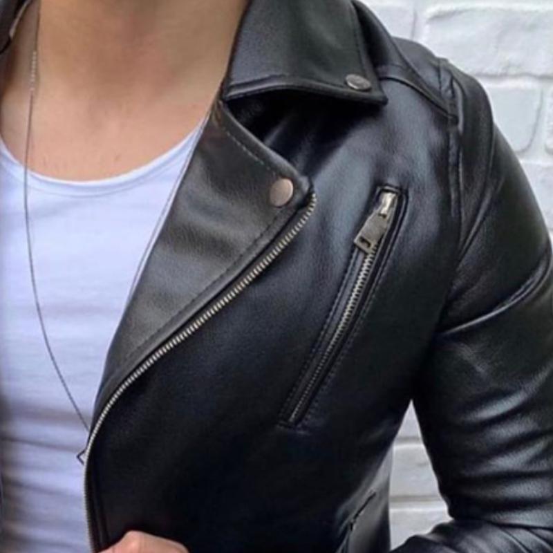 Men's Vintage Casual Zipper Leather Jacket 84762929TO