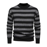 Men's Fashion Contrast Jacquard Round Neck Pullover Knitted Sweater 13556024M