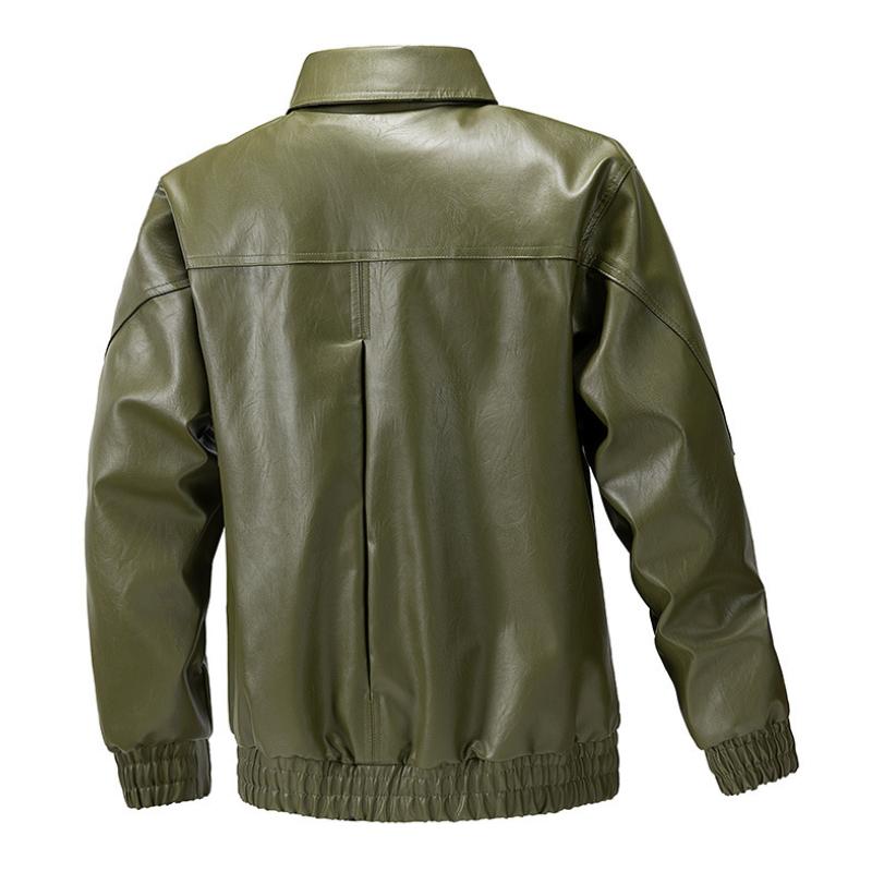 Klassische lässige Lederjacke mit Revers für Herren 19775422F