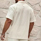 Men's Casual Solid Color Cuban Collar Short Sleeve Shirt 67889318Y