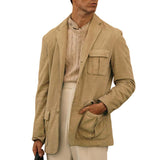 Men's Classic Casual Multi-Pocket Suede Blazer 49218649K