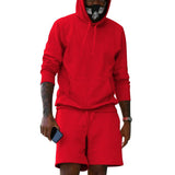 Men's Fashion Solid Loose Hoodie And Shorts Casual Set 46966603Z
