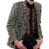 Men's Black and White Leopard Print Straight Shoulder Jacket 47221894U