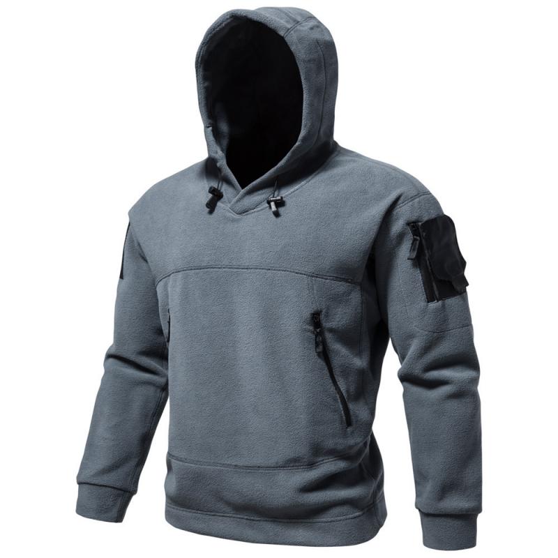 Men's Outdoor Polar Fleece Hooded Windproof Warm Sweatshirt 70031852Y