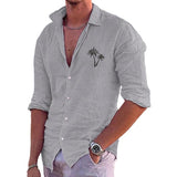 Men's Print Lapel Long Sleeve Loose Casual Shirt 22208373Z