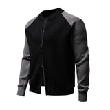 Men's Casual Colorblock Baseball Collar Loose Zipper Knit Cardigan 29510567M