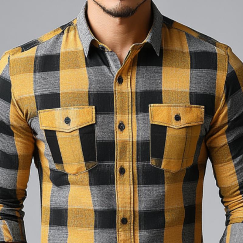 Men's Classic Casual Plaid Slim Fit Long Sleeve Shirt 65685615K