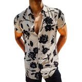 Men's Casual Vintage Print Lapel Shirt 70804680TO