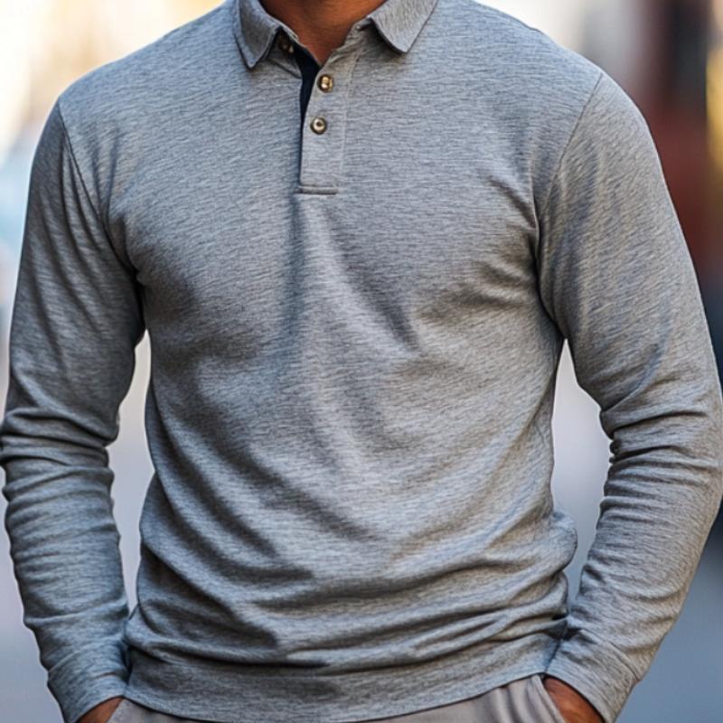 Men's Casual Long-sleeved POLO Shirt 73137277F