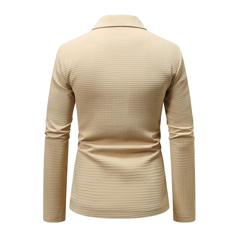 Blazer ajustado de un solo pecho con solapa con muesca y diseño de gofre de color liso para hombre 06434390Z