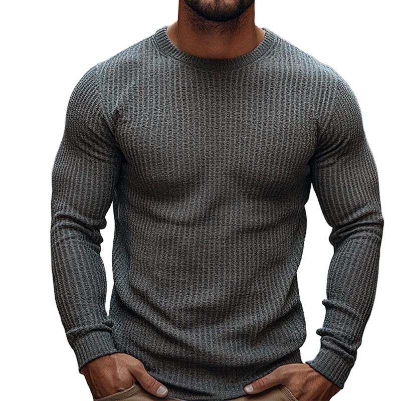 Men's Retro Casual Round Neck Printed Long Sleeve T-Shirt 93086224TO