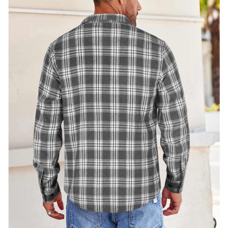 Men's Casual Plaid Long Sleeve Shirt 36586352Y